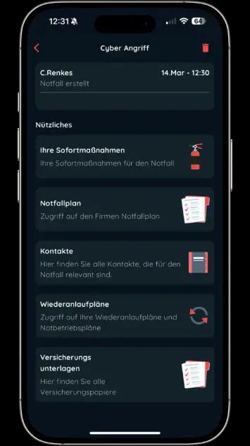 Im Notfall kann der Zugriff auf Unterlagen erschwert sein – mit unserer Alarm App sind alle Notfallpläne sicher digital verfügbar.
