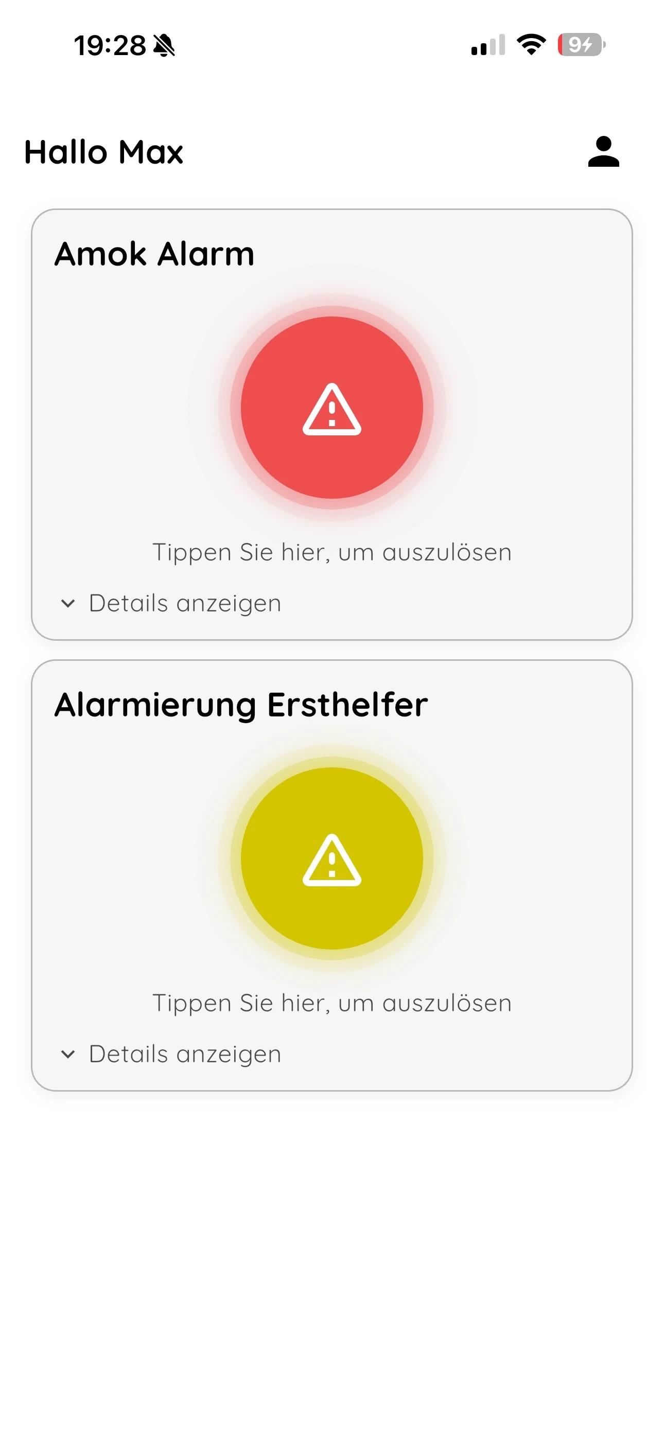 Rampage alert View of the NICA alert app on a smartphone